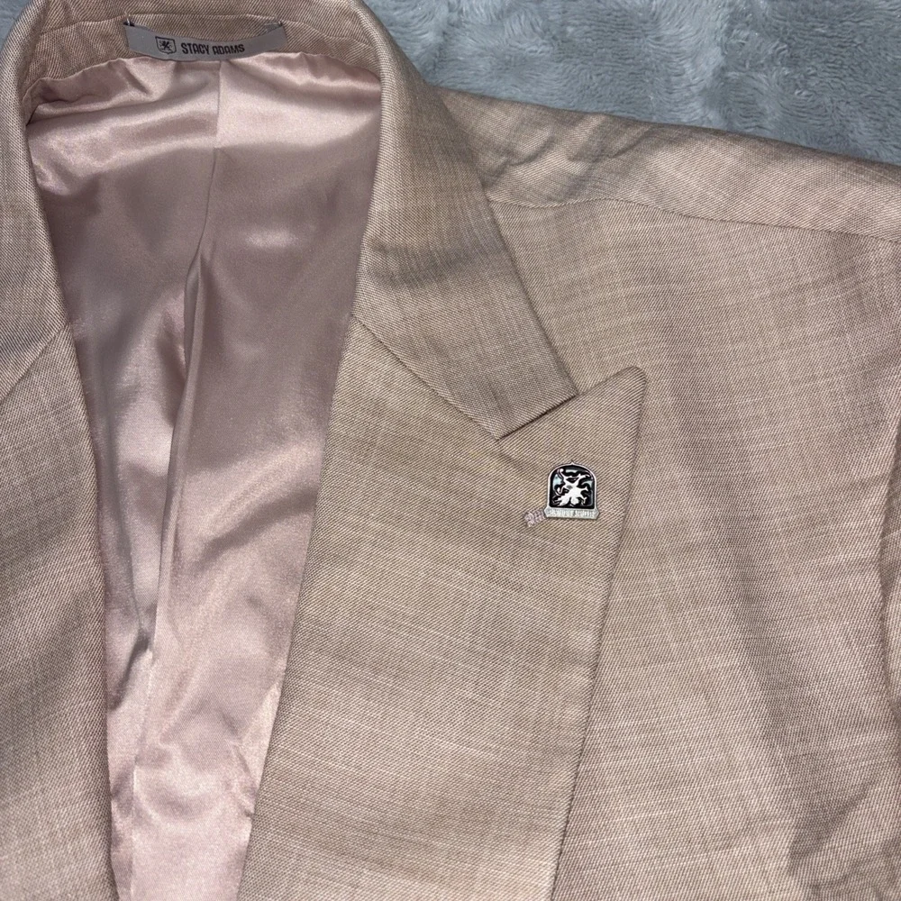Stacy Adam's Active Stretching Light Camel Suit Jacket And Vest‎ 52L NWT
